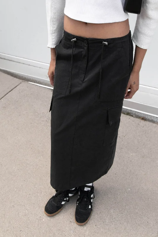 Skirts with a tiered ruffle COTTON NYLON MIDI CARGO SKIRT