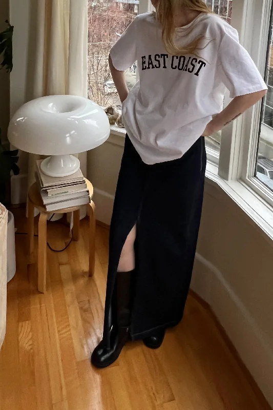 Button - down skirts for a classic style DENIM COLUMN MAXI SKIRT