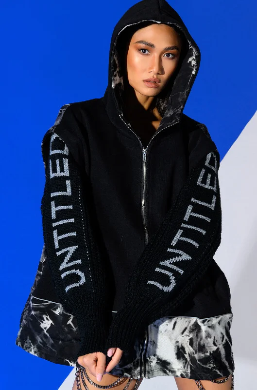 Women's mock - neck sweatshirt made of moisture - wicking material for fitness use DEEP END OVERSIZED KNIT DETAILED SWEATSHIRT Women's mock - neck sweatshirt made of moisture - wicking material for fitness use DEEP END OVERSIZED KNIT DETAILED SWEATSHIRT