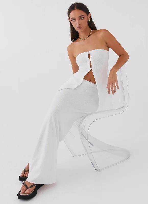 Short skirts for young girls Delicate Lady Knit Maxi Skirt - White