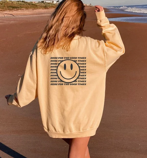 Women's tie - dye hoodie in bright colors for a retro and eye - catching style Here For the Good Times Comfort Color Sweatshirt