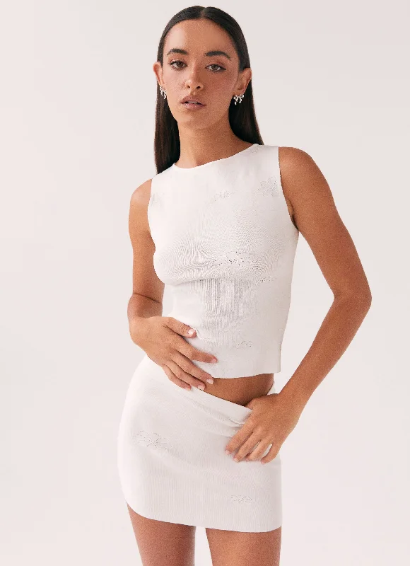 Skirts with lace trim Holly Knit Mini Skirt - White