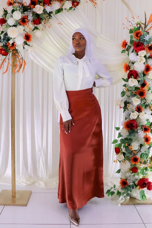 Skirts with a gathered skirt Lameera Satin Skirt - Burnt Orange