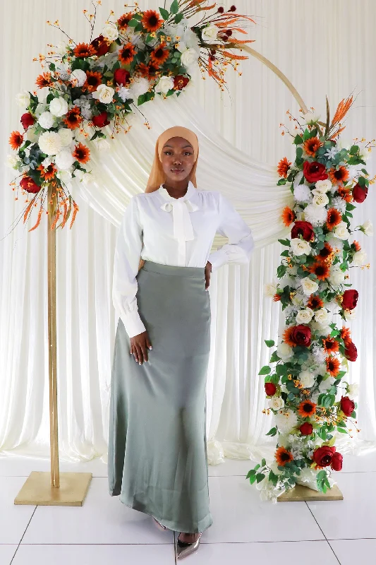 Skirts for a garden party Lameera Satin Skirt - Light Sage