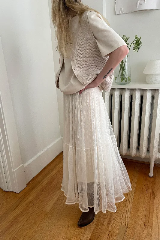 Leather pencil skirts for women LAYERED TULLE MIDI SKIRT