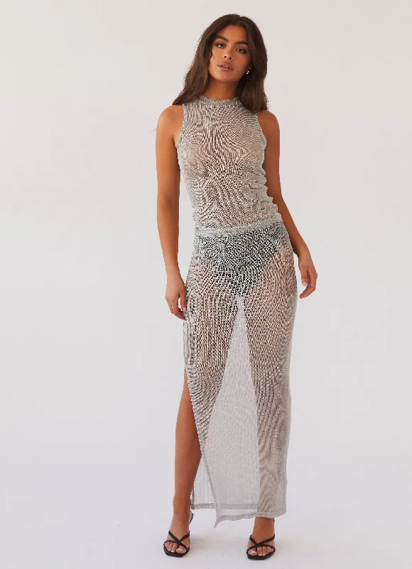 Skirts for cocktail parties Love Bomb Knit Maxi Skirt - Moon Storm