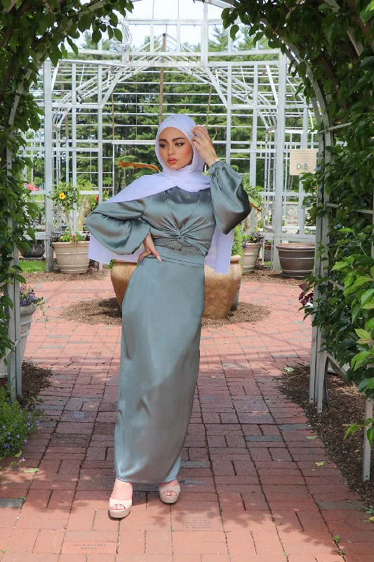 Skirts for a wine tasting Luxe Satin Skirt- Mint Gray