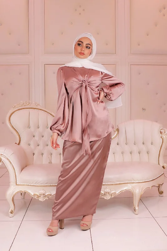 Skirts for a holiday Luxe Satin Skirt- Rose Pink