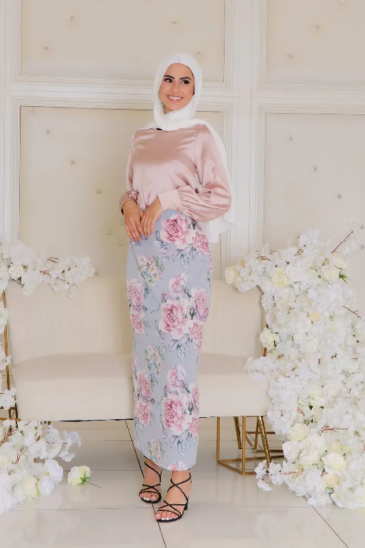 Skirts for a family gathering Rosa Floral Skirt - Mint Gray