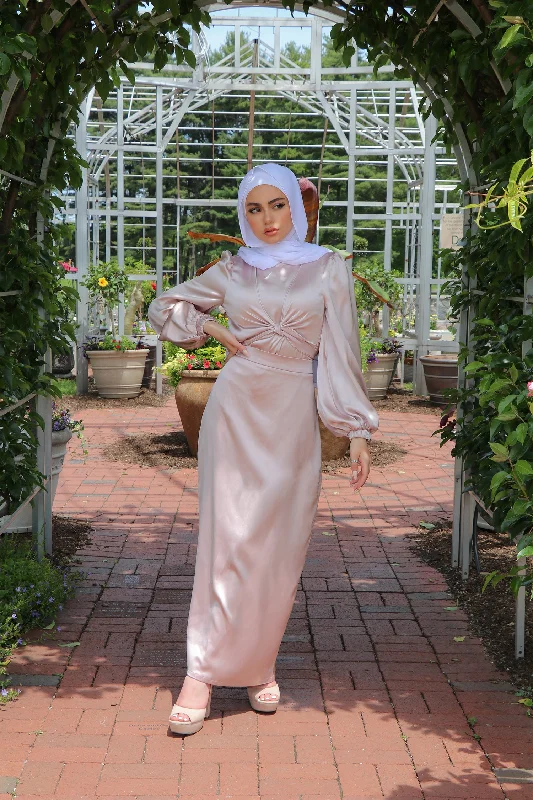 Skirts with a smocked waist Luxe Satin Skirt- Blush Pink