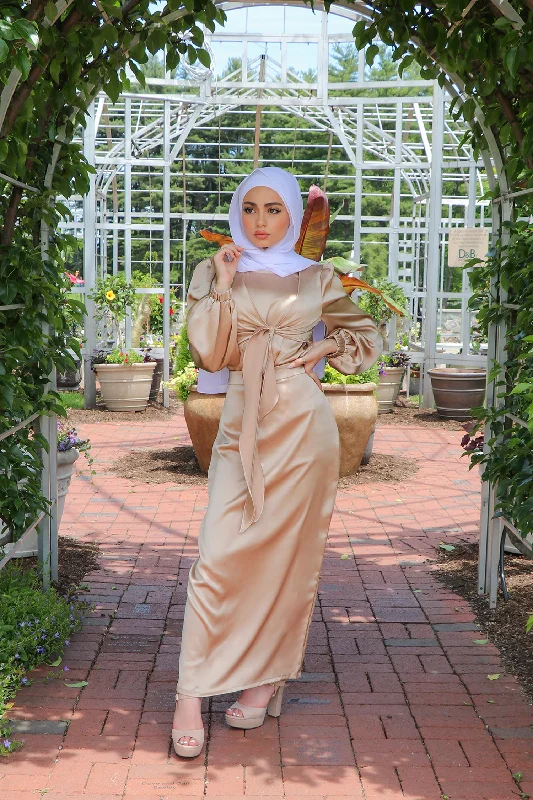 Skirts with a tiered ruffle Luxe Satin Skirt- Champagne