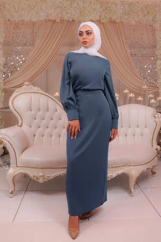 Skirts with side slits Luxe Soft Maxi Skirt - Blue Gray