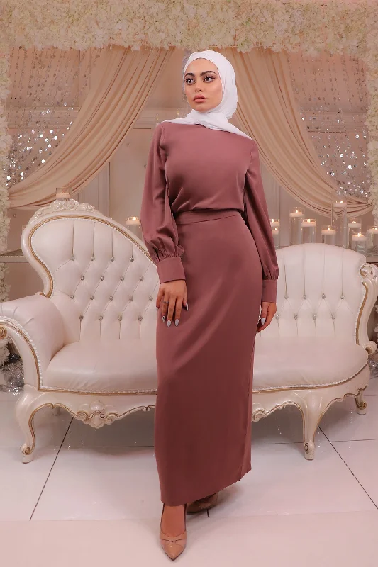 Pencil skirts in plus sizes Luxe Soft Maxi Skirt -Rusty Pink
