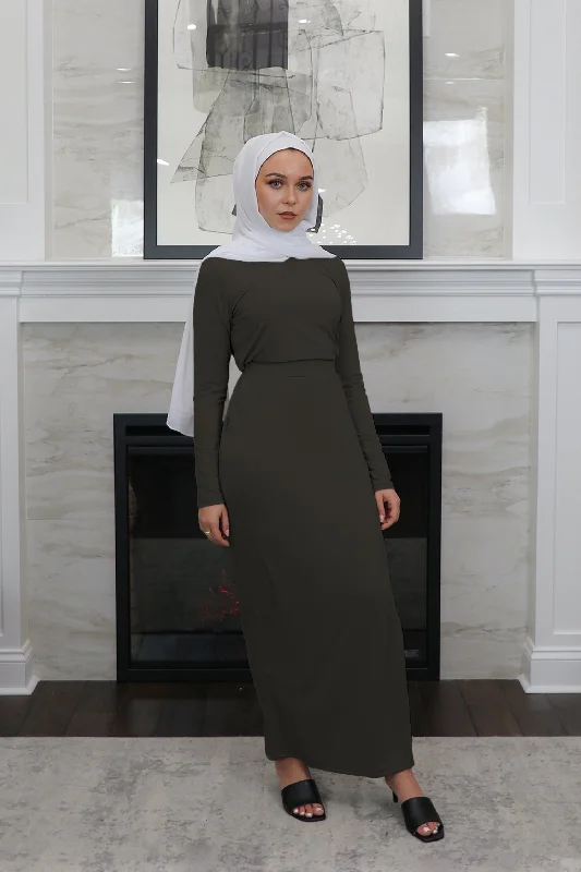 Corduroy skirts for winter Luxe Spandex Maxi Skirt - Ash Gray