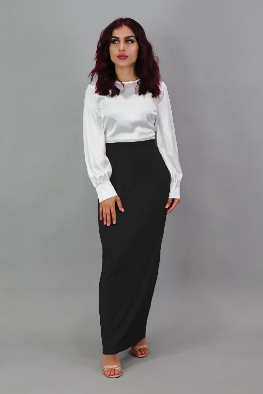 Skirts with a flounce Luxe Spandex Maxi Skirt - Black