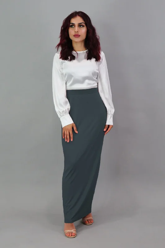 Long skirts for tall women Luxe Spandex Maxi Skirt - Blue Gray