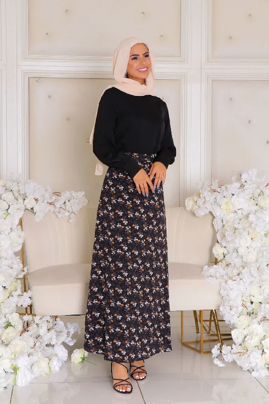 Women's summer floral skirts Naomi Floral Skirt- Black & White