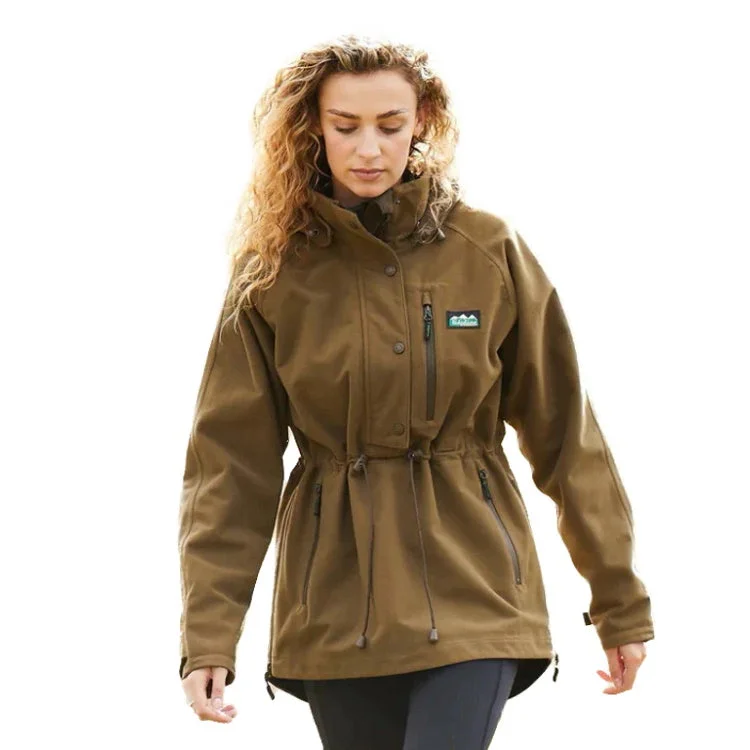 Women's waterproof rain jackets in bright yellow for high - visibility outdoor activities  Ridgeline Ladies Monsoon II Classic Smock