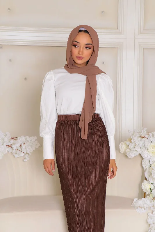 Skirts for a picnic Rosa Pleated Skirt - Brown