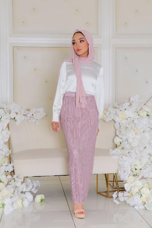 Skirts with a scalloped hem Rosa Pleated Skirt - Dusty Rose