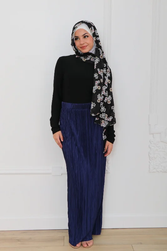Skirts with a gathered waist Rosa Pleated Skirt - Navy Blue
