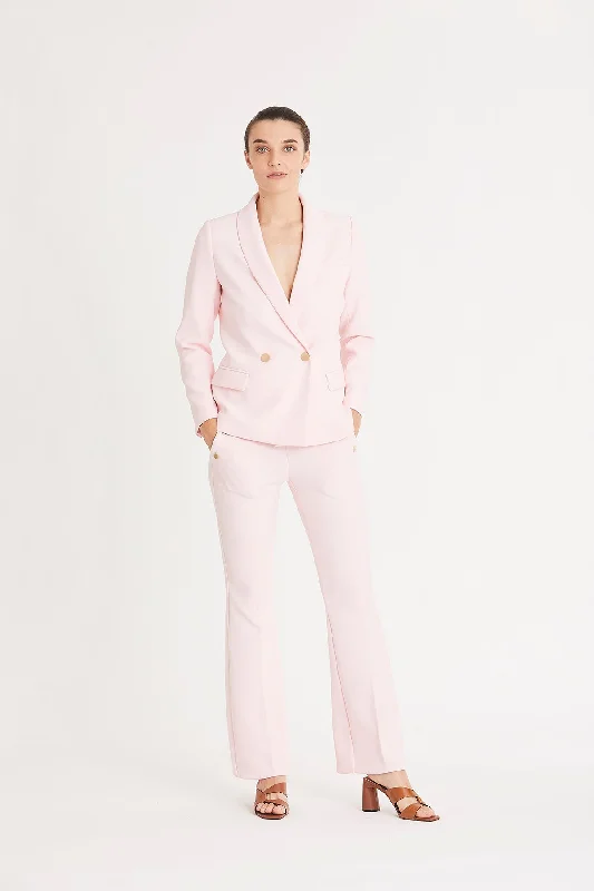 Women's Longline Linen Blazers in Pastel Colors for Summer Events Rue De Femme Eloise Blazer in Powder Pink