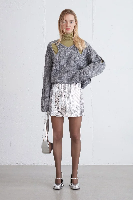 Printed chiffon skirts for spring SEQUIN MINI SKIRT