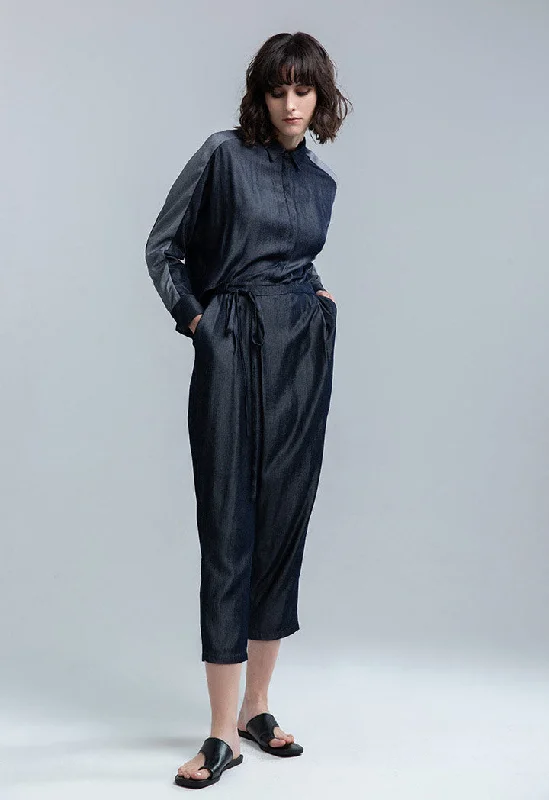 Ruffled women jumpsuits with a feminine touch for a date night Contrast Panel Open Back Jumpsuit Ruffled women jumpsuits with a feminine touch for a date night Contrast Panel Open Back Jumpsuit
