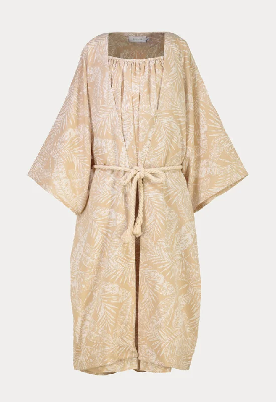 Women jumpsuits with patchwork designs for a unique and creative style Leaf Printed Kimono Combo Dress Women jumpsuits with patchwork designs for a unique and creative style Leaf Printed Kimono Combo Dress