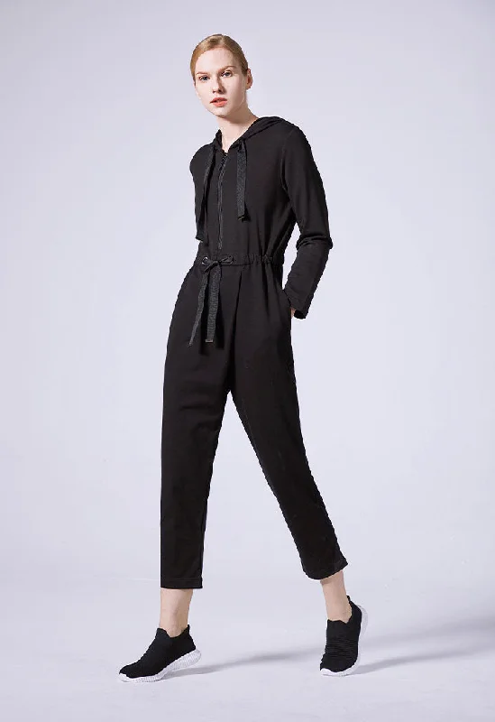 Women jumpsuits with off - the - shoulder tops for a flirty and stylish look Drawstring Waist Hoodie Jumpsuit Women jumpsuits with off - the - shoulder tops for a flirty and stylish look Drawstring Waist Hoodie Jumpsuit