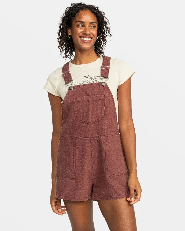 Women jumpsuits with asymmetric hems on the pants for a fashion - forward and dynamic look Crystal Coast Short Overall - Fudgesickle Women jumpsuits with asymmetric hems on the pants for a fashion - forward and dynamic look Crystal Coast Short Overall - Fudgesickle