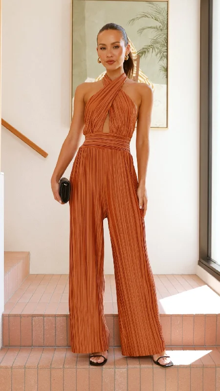 Women jumpsuits with a button - down front for a versatile and casual style Frances Jumpsuit - Chocolate Women jumpsuits with a button - down front for a versatile and casual style Frances Jumpsuit - Chocolate