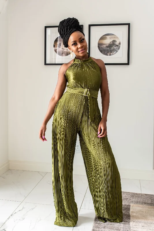 Polyester women jumpsuits for easy - care and durable everyday wear Glamorous Green Ribbed Jumpsuit With Belt Polyester women jumpsuits for easy - care and durable everyday wear Glamorous Green Ribbed Jumpsuit With Belt