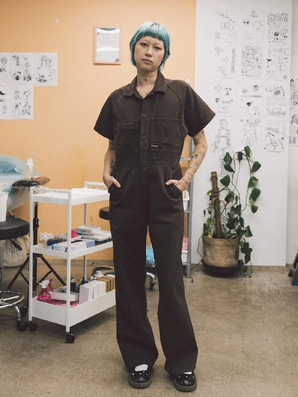 Women jumpsuits with cold - shoulder sleeves for a trendy style Hard Yakka X Thrills Coverall - Postal Brown Women jumpsuits with cold - shoulder sleeves for a trendy style Hard Yakka X Thrills Coverall - Postal Brown