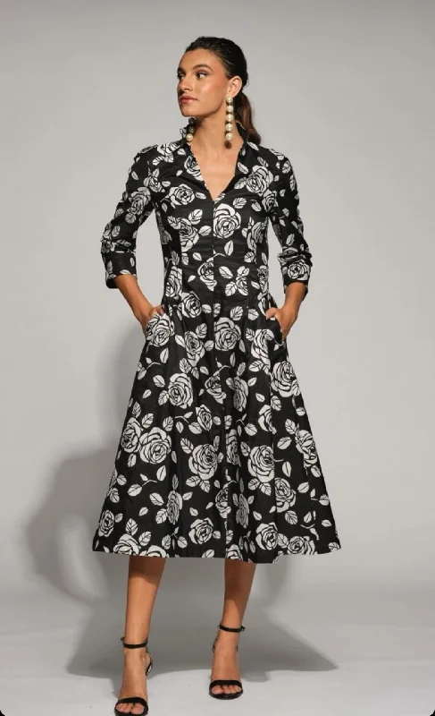 Women jumpsuits with a button - down front for a versatile and casual style Moskada Black & White Alicia Dress Women jumpsuits with a button - down front for a versatile and casual style Moskada Black & White Alicia Dress