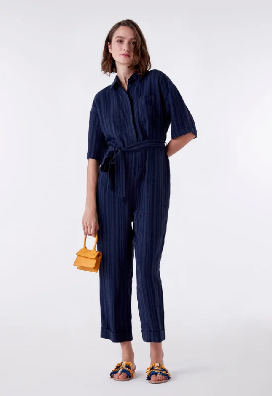 Women jumpsuits with patchwork designs for a unique and creative style Navy Striped Jumpsuit Women jumpsuits with patchwork designs for a unique and creative style Navy Striped Jumpsuit