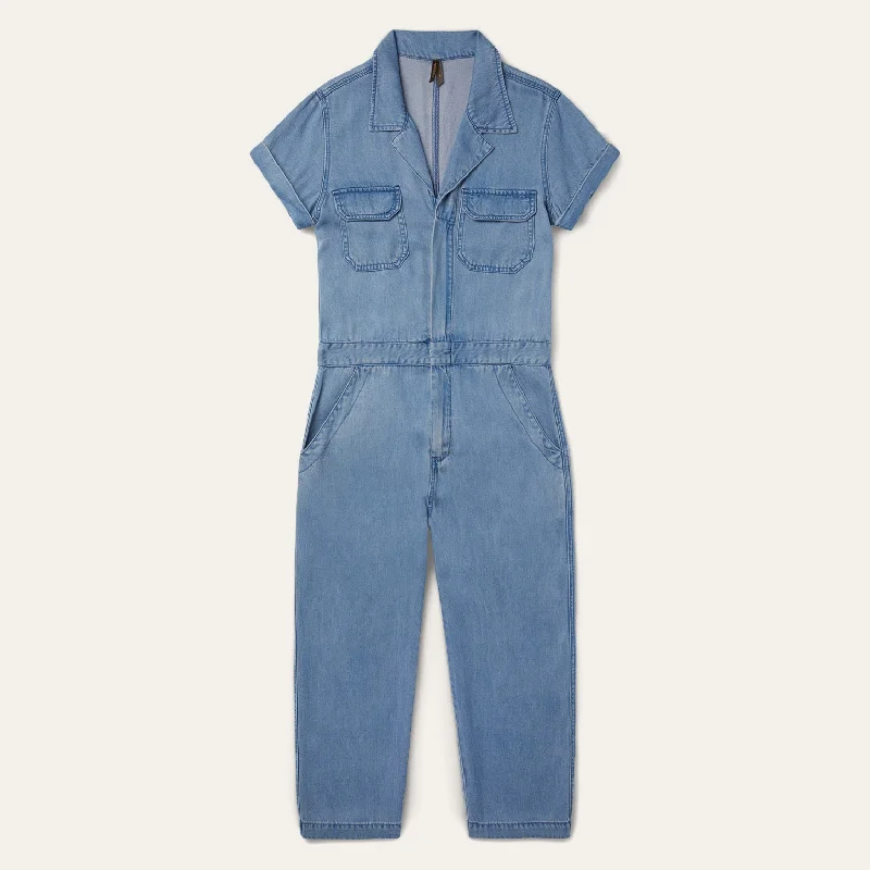 Women jumpsuits with pom - pom trims for a playful and festive look Notch Collar Jumpsuit Women jumpsuits with pom - pom trims for a playful and festive look Notch Collar Jumpsuit