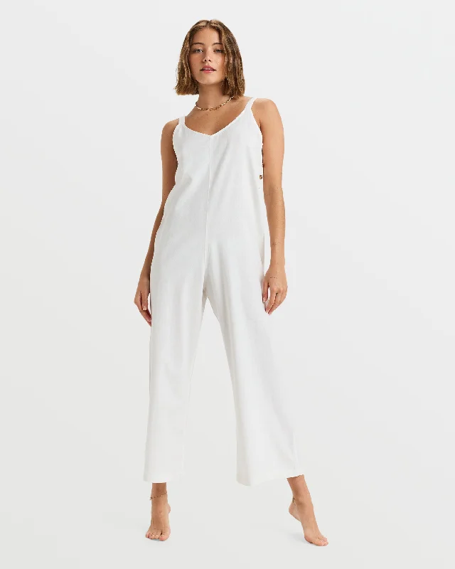 Sheer women jumpsuits with lace panels for a romantic and sexy style Summer Icon Jumpsuit - Egret Sheer women jumpsuits with lace panels for a romantic and sexy style Summer Icon Jumpsuit - Egret