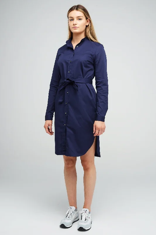 Women jumpsuits with a V - neck for a flattering and elongating effect Women's Collarless Shirt Dress Navy Women jumpsuits with a V - neck for a flattering and elongating effect Women's Collarless Shirt Dress Navy