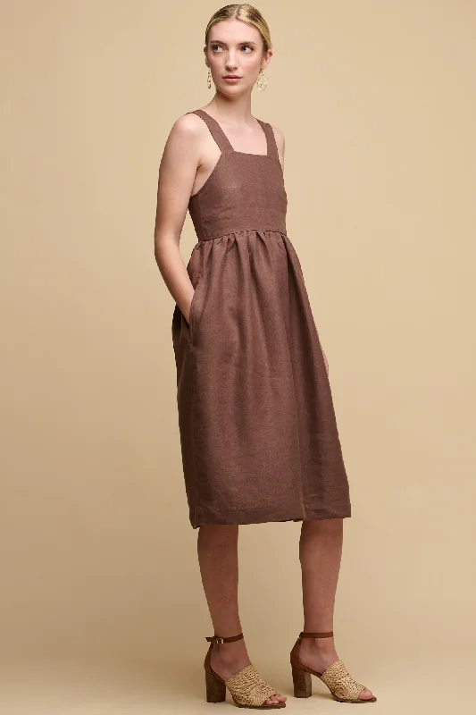 Women jumpsuits with off - the - shoulder tops for a flirty and stylish look Women's Linen Sun Dress - Cocoa Women jumpsuits with off - the - shoulder tops for a flirty and stylish look Women's Linen Sun Dress - Cocoa