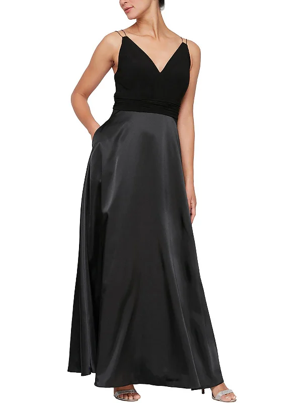 Wrap - Style Women Dress with Adjustable Fit for All Body Types Wrap - Style Women Dress with Adjustable Fit for All Body Types Womens Satin Jeweled Straps Evening Dress