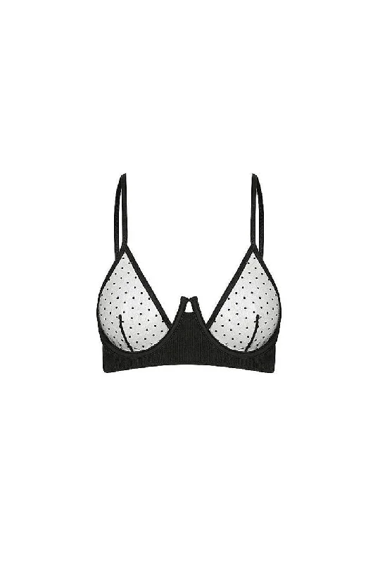 bralette bras for a trendy and comfortable style Bra with a mesh - lined cup for better breathability Saturday The Label Aurora Sheer Underwire Bra | Polkadot bralette bras for a trendy and comfortable style Bra with a mesh - lined cup for better breathability Saturday The Label Aurora Sheer Underwire Bra | Polkadot