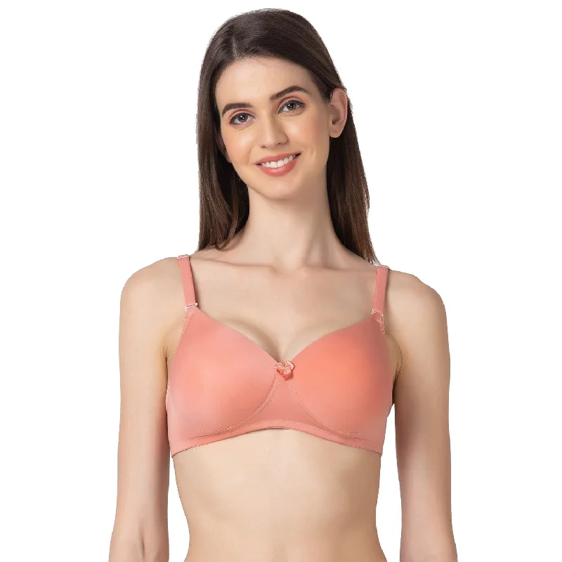 sleep bras for all night comfort Bra with a nylon - lined cup for stretch and support Lightly Padded Non Wired Bra Peach sleep bras for all night comfort Bra with a nylon - lined cup for stretch and support Lightly Padded Non Wired Bra Peach