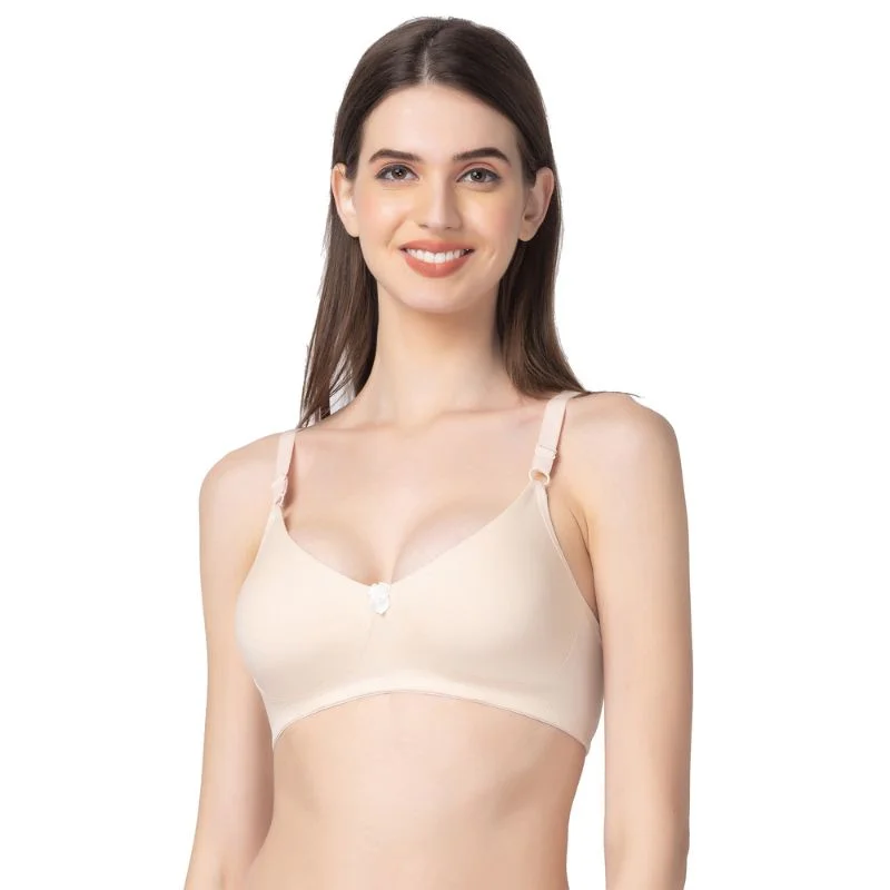 moisture wicking sleep bras for hot sleepers Bra with a plunge neckline for low - cut tops Non Padded Non Wired Full Coverage Bra Nude moisture wicking sleep bras for hot sleepers Bra with a plunge neckline for low - cut tops Non Padded Non Wired Full Coverage Bra Nude