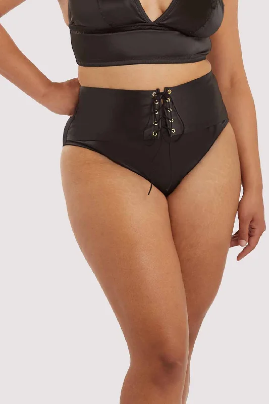 plus size nursing bras for breastfeeding moms Nursing bras for easy breastfeeding access Gabi Fresh Eagan Black Satin High Waist Knicker plus size nursing bras for breastfeeding moms Nursing bras for easy breastfeeding access Gabi Fresh Eagan Black Satin High Waist Knicker