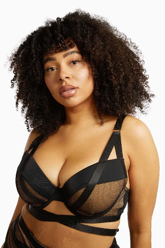 balconette push up bras for a lifted look Bra with a foam - lined cup for a more structured shape Brooklyn Fishnet Strappy Bra balconette push up bras for a lifted look Bra with a foam - lined cup for a more structured shape Brooklyn Fishnet Strappy Bra