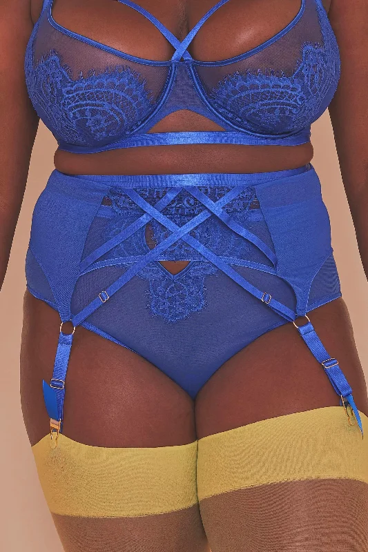 bralette bras for a trendy and comfortable style Bra with a non - padded cup for a natural feel Gabi Fresh Lyla Strappy Cobalt Suspender Belt bralette bras for a trendy and comfortable style Bra with a non - padded cup for a natural feel Gabi Fresh Lyla Strappy Cobalt Suspender Belt