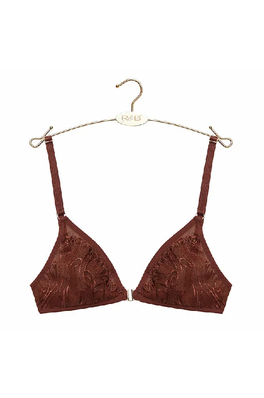sleep bras with adjustable straps Back - closure bras with traditional hook - and - eye fastenings Rose & Bare Lace Unpadded Bralette | Brown/Shade 4 sleep bras with adjustable straps Back - closure bras with traditional hook - and - eye fastenings Rose & Bare Lace Unpadded Bralette | Brown/Shade 4