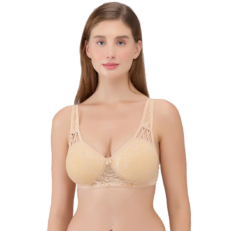 lace bras for a romantic look Bra with a seamless cup for a smooth silhouette Padded full coverage Wirefree Bra Skin lace bras for a romantic look Bra with a seamless cup for a smooth silhouette Padded full coverage Wirefree Bra Skin