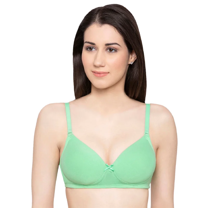 convertible bras with adjustable straps Bra with a racerback design for better mobility Padded Wirefree Full Coverage Full Support Cotton Bra Light Green - CSOL13 convertible bras with adjustable straps Bra with a racerback design for better mobility Padded Wirefree Full Coverage Full Support Cotton Bra Light Green - CSOL13